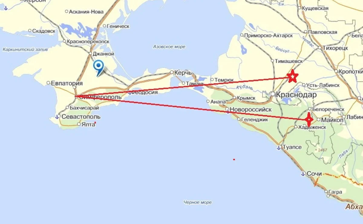 Карта побережья крыма и краснодарского края