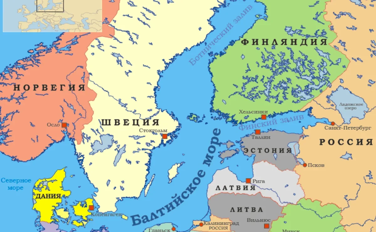 Балтийское море карта со странами